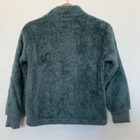 2/$30 Girls Sunset West fuzzy faux shearling teddy zip up jacket.  Teal color. - Picture 7 of 9